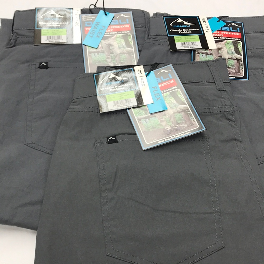 Denali 32-32 Lot of 3 Technical Stretch Pants Dusty Gray Flex Waist